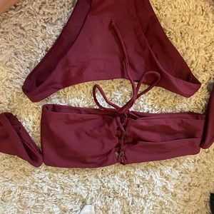 Off the shoulder red bikini